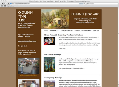 Website for San Diego area Art Gallery.Visit the Website